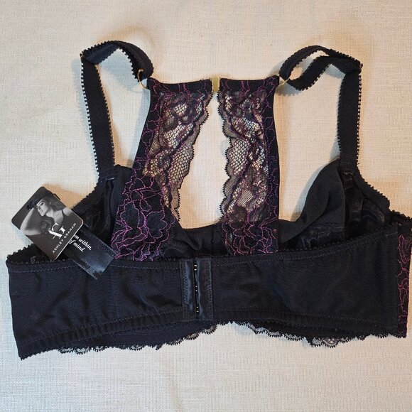 Ashley Graham Black & Purple Lace Bra - Size 38C - Picture 3 of 7